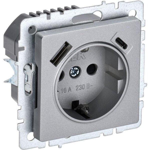 

Розетка IEK Brite BR-R14-16-U22-018-K47 (алюминий)