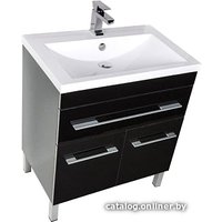 Aquanet Тумба с умывальником Верона 75 (черный, напольная, 1 ящик 2 дв.)
