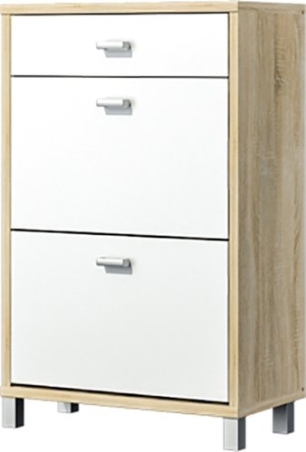 Тумба для обуви Неман мебель Домино Сонома ВК-04-23 (белый полуглянец/дуб Сонома)