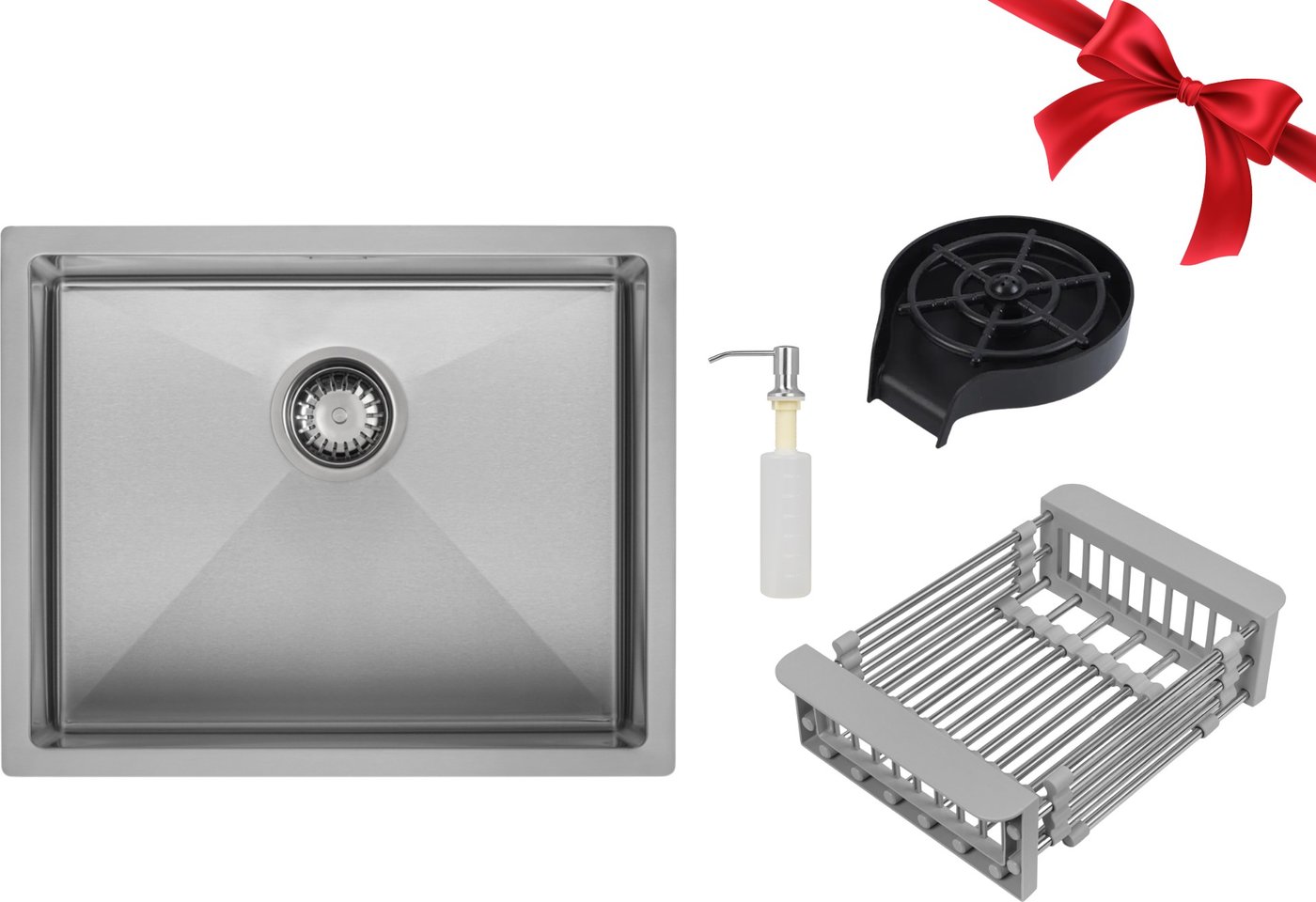 

Кухонная мойка ZorG ZRE 5545+ринзер+коландер+дозатор