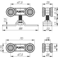 Система раздвижных дверей Punto Punto Soft LINE 55/4 (ролики+направляющая 2 метра)