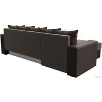 Угловой диван Лига диванов Дубай лайт левый (велюр коричневый/экокожа коричневый)