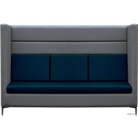 Диван Brioli Дирк трехместный (экокожа, L21-L18 (серый, синие вставки))