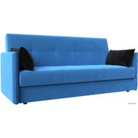 Диван Лига диванов Лига-018 117840 (велюр голубой/подушки черный)