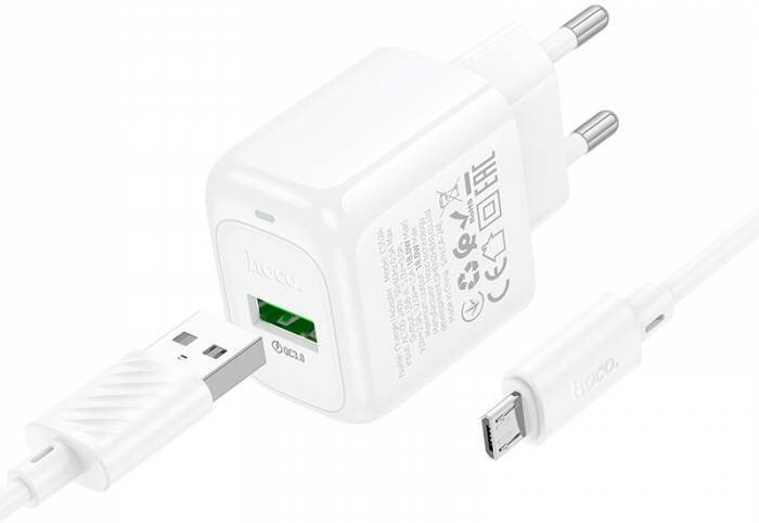 

Сетевое зарядное Hoco CS52A microUSB (белый)