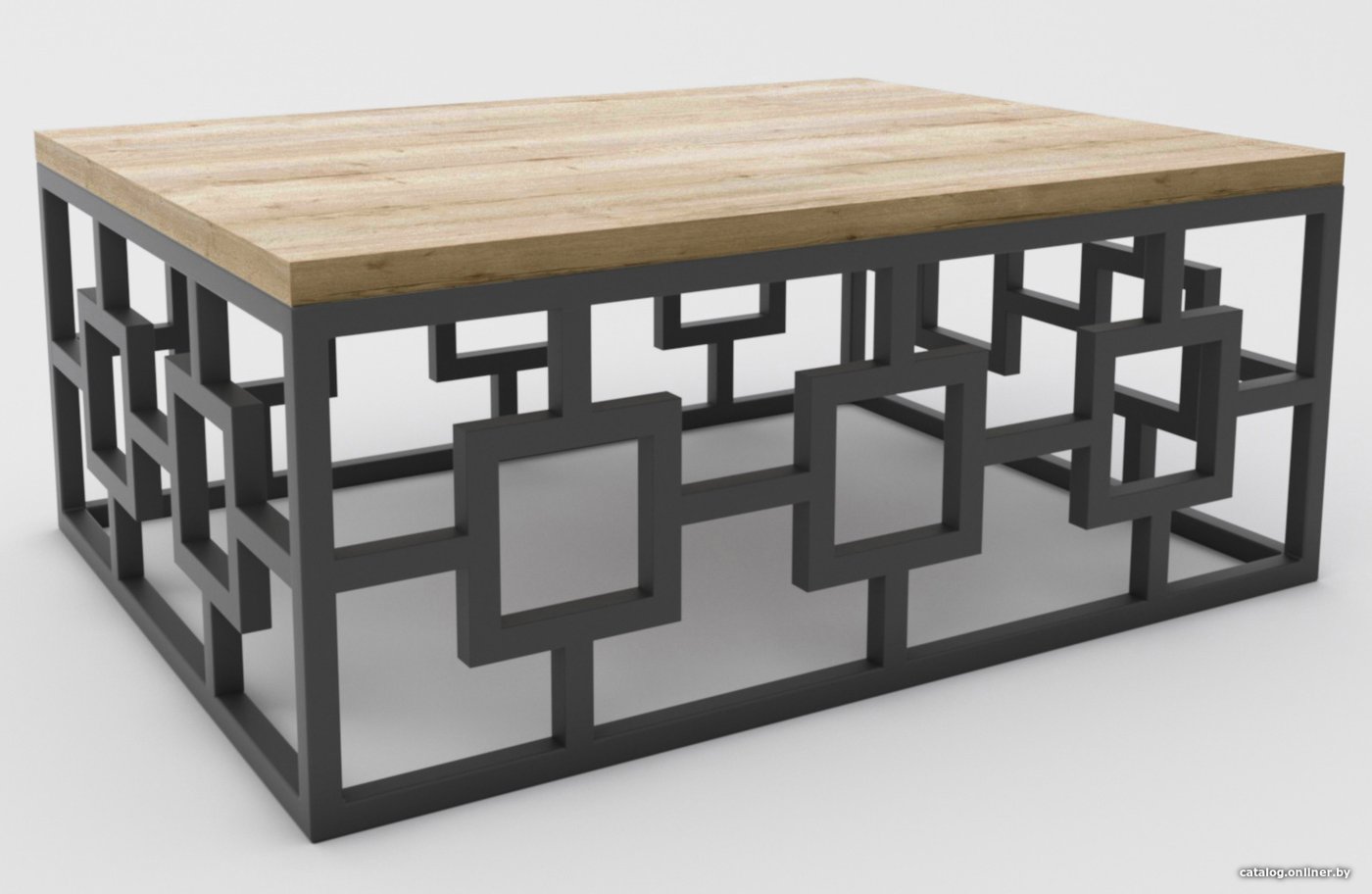 Журнальный столик Hype Mebel Лок 75x100 (черный/дуб галифакс натуральный)