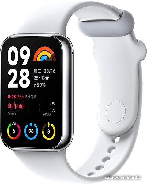 Фитнес-браслет Xiaomi Smart Band 8 Pro (серебристый, с белым силиконовым ремешком, международная версия)