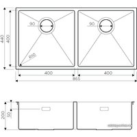 Кухонная мойка Omoikiri Taki 86-2-U/IF GM (вороненая сталь)