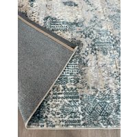 Ковер для жилой комнаты Radjab Carpet Бьянка Прямоугольник D057A 8564RK-B (1x2, Cream Shirink/Blue Fdy)