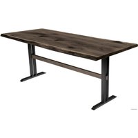 Кухонный стол Buro7 Двутавр 180 (с обзолом и сучками, дуб мореный/черный)