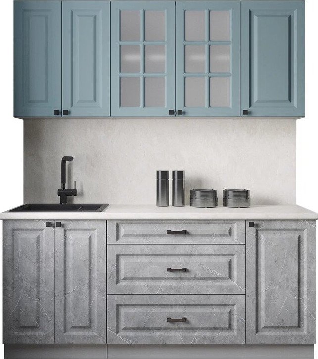 

Готовая кухня Интерлиния Мила Деко 1.8Б (керамика/океан/опал светлый)