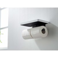 Держатель для туалетной бумаги Aquatek Европа AQ4919MB (с полкой, черный матовый)