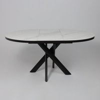 Кухонный стол Мамадома Ronaldo-120 раздвижной 120-160 (patagonoa bianco gloss premium cer/черный)