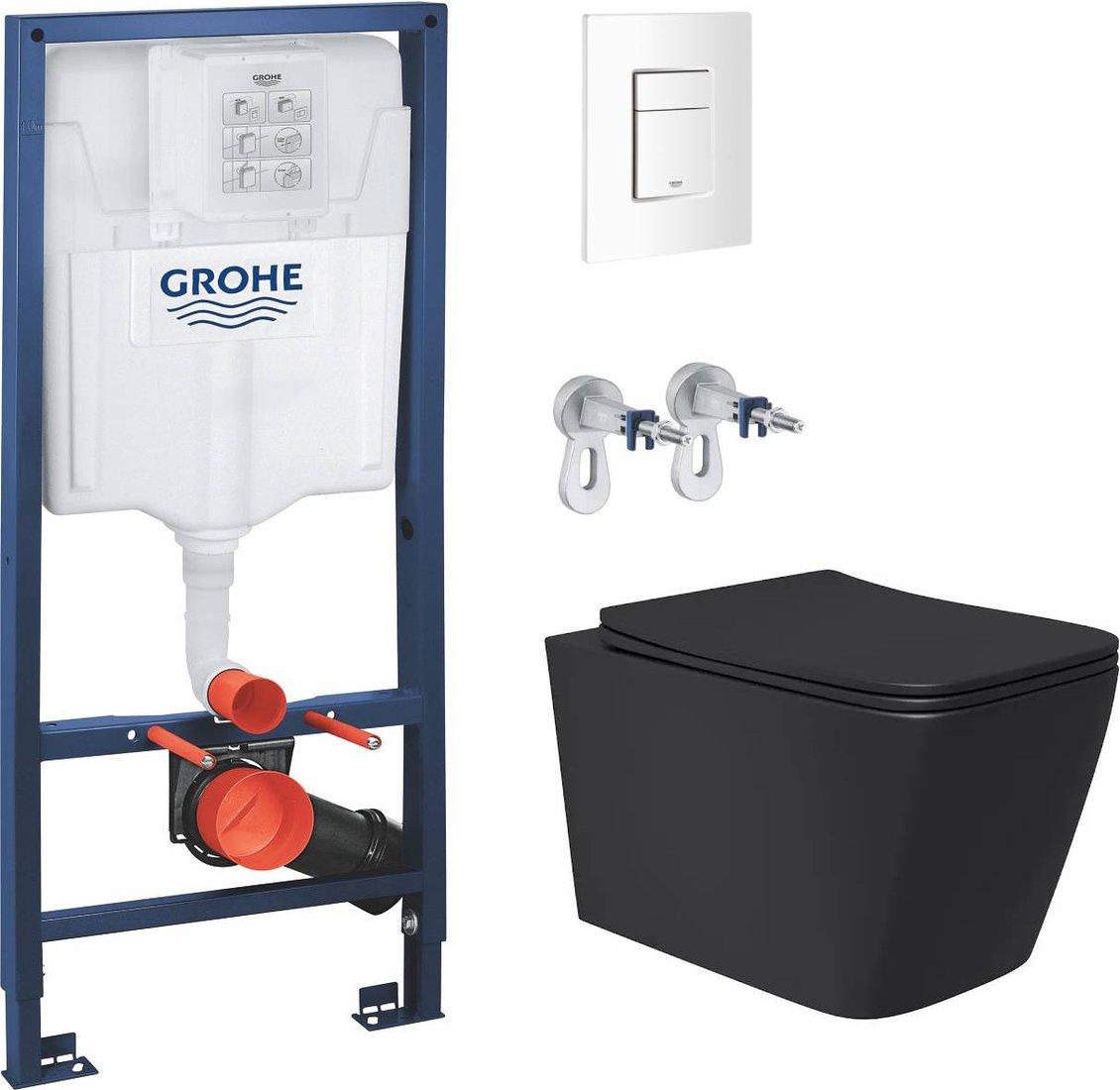 Унитаз подвесной Lauter Magdeburg 21103EC + GROHE Rapid Sl 38772SH0 (черный матовый)
