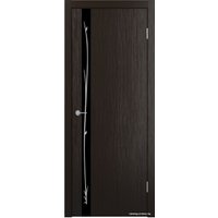 Межкомнатная дверь Юркас Stark ST12 ДО 60x200 (венге/lacobel черный с рис.)