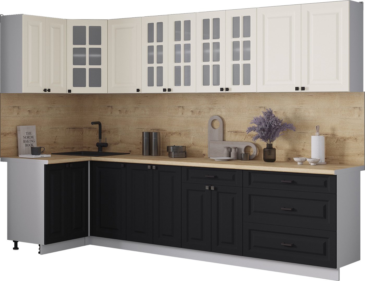 

Готовая кухня Интерлиния Мила Деко 1.2x3.0 (черный/белый/дуб бунратти)