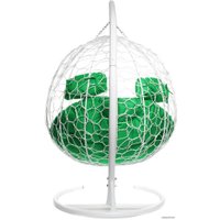 Подвесное кресло M-Group Для двоих 11450104 (белый ротанг/зеленая подушка)