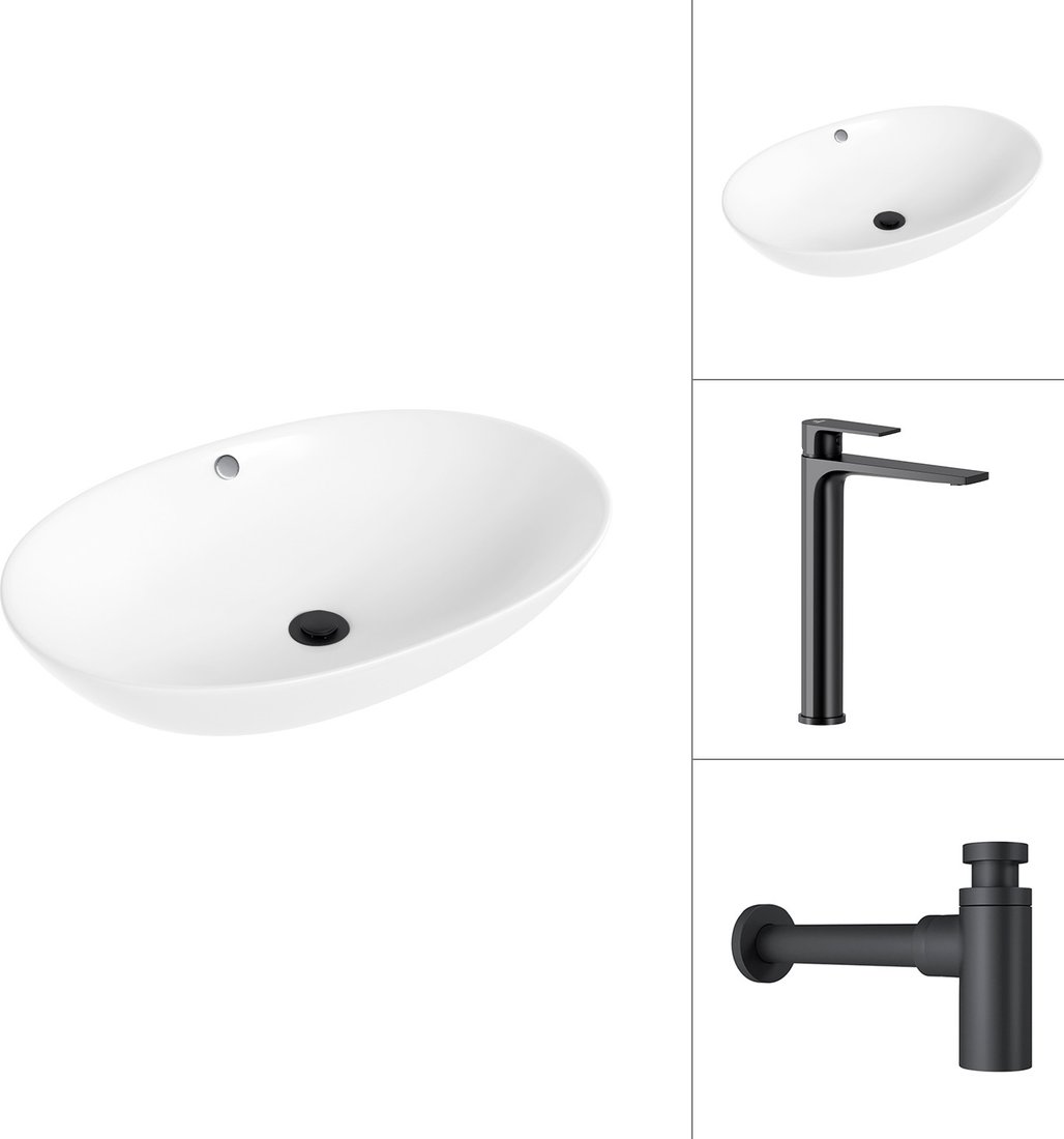 

Умывальник Lauter 21709 + Reef 21CK8678BS с сифоном 21635B (черный матовый)