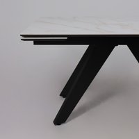 Кухонный стол Lepremo AV 2122 МДФ+керамика раздвижной 1400-2000x850 (белый глянцевый Carla Larkin/черный)