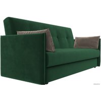 Диван Лига диванов Лига-018 117842 (велюр зеленый/подушки коричневый)