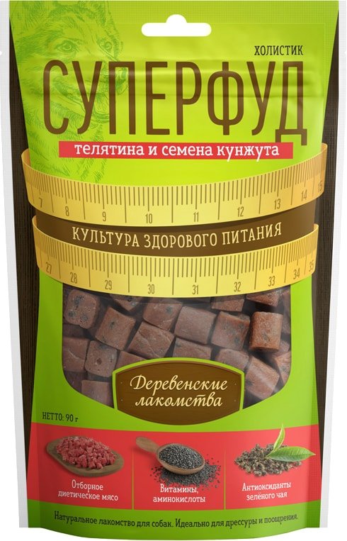 

Лакомство для собак Деревенские лакомства Телятина и семена кунжута 90 г