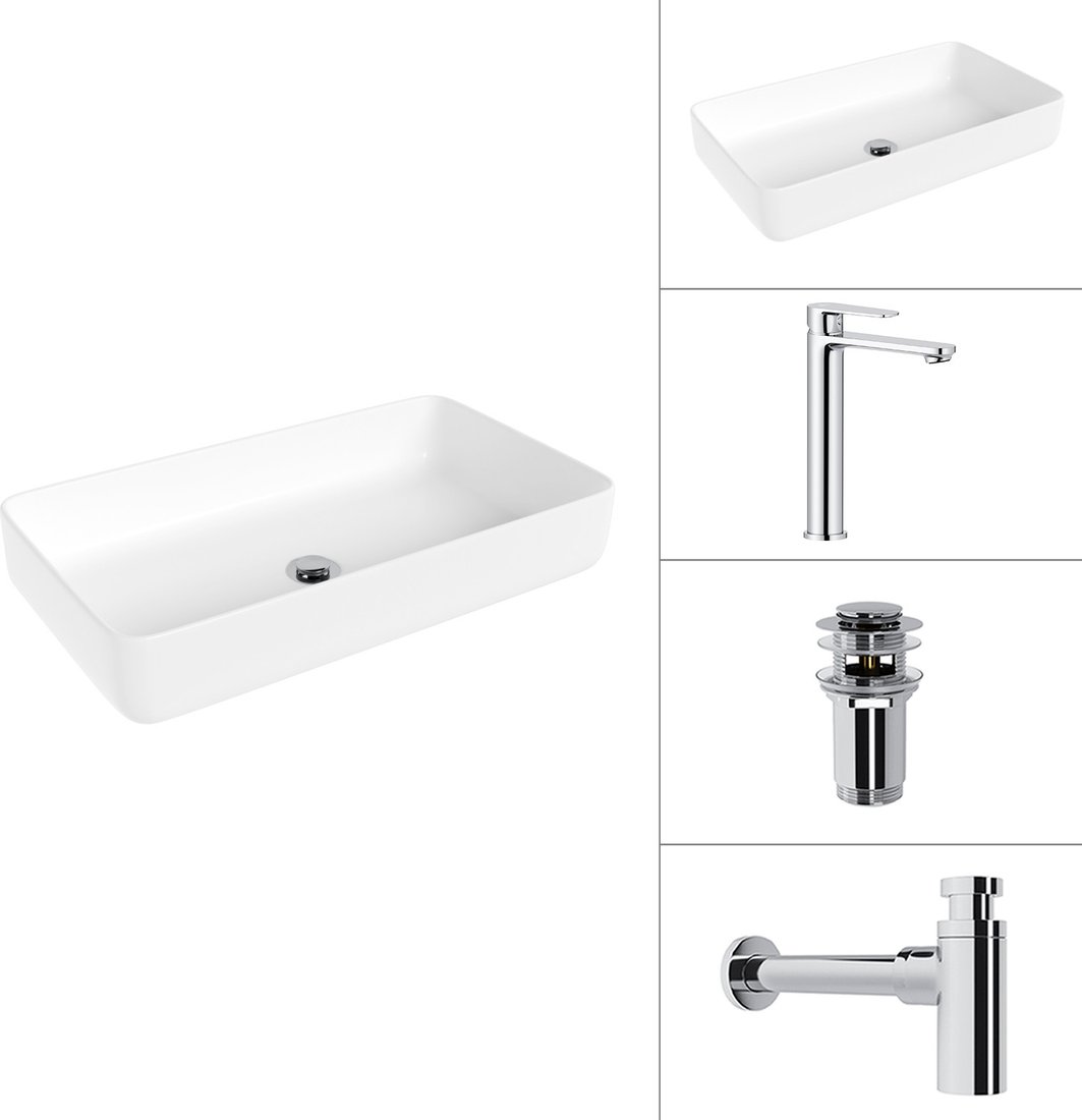 Умывальник Lauter 21487-60 + Moon 21СK81691C + сифон 21635CH + дон.клапан 21190CH (хром)