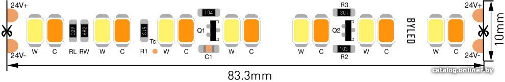 Светодиодная лента Byled BLS2835-168-24-14.4-DTW-LUX