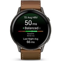 Умные часы Garmin Venu 4 45 мм (черный/коричневый кожаный)