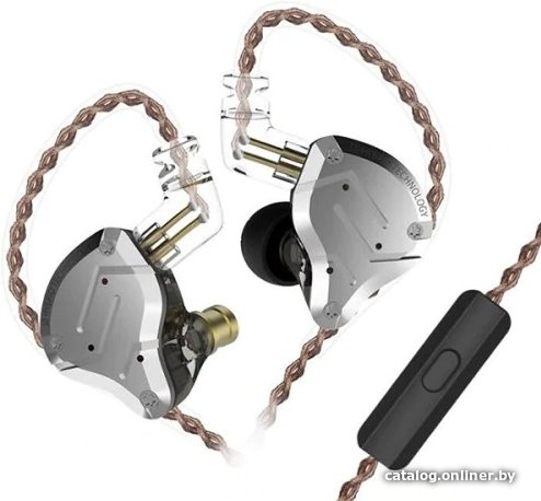 Наушники KZ Acoustics ZS10 Pro (с микрофоном, серебристый/черный)