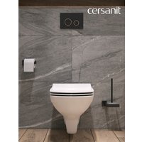 Унитаз подвесной Cersanit Carina New Clean On с инстал. Link Pro (с кнопкой Twins 63534 черный/золото)