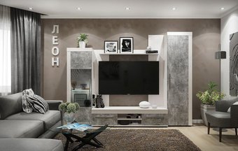 Глазов Леон гостиная со шкафом (ясень анкор светлый - ателье светлый)