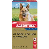 Капли от блох и клещей Elanco Адвантикс для собак 25кг (4 пипетки)