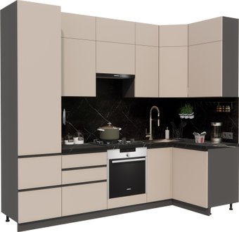 Готовая кухня ВерсоМебель Эко Премиум 1.2x2.7 правая (глиняный серый/ст. тунис)