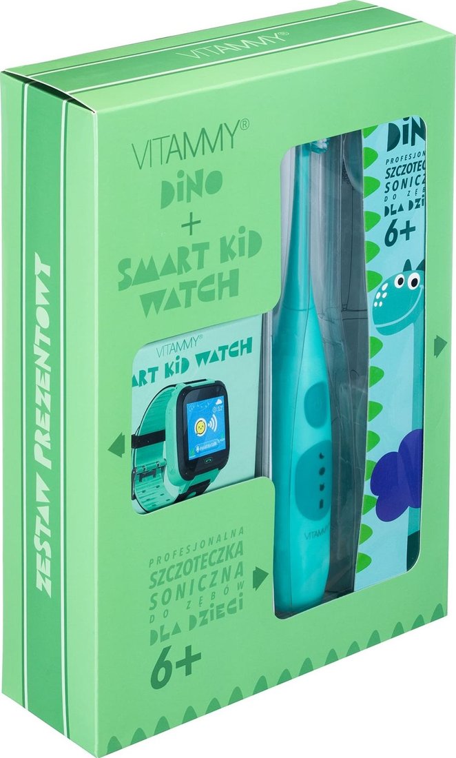 Электрическая зубная щетка Vitammy Dino (зеленый) + часы Smart Kid Watch (зеленый) TOW018748