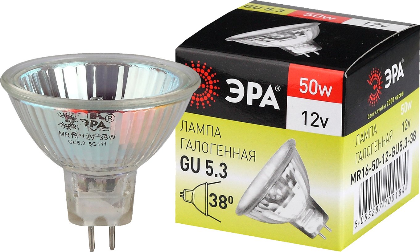

Галогенная лампа ЭРА GU5.3-MR16-50W-12V-CL Б0051798