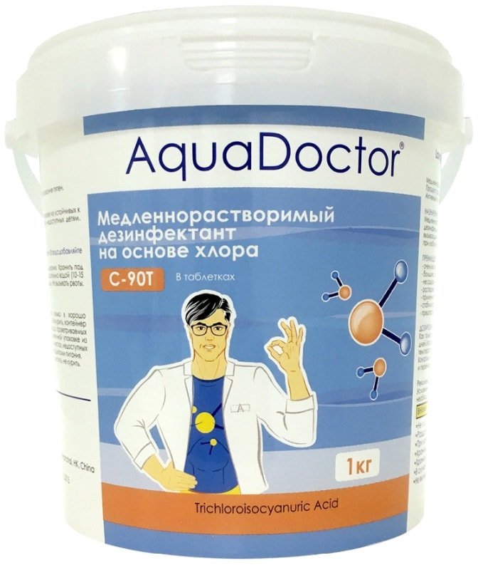 Химия для бассейна Aquadoctor Хлор для бассейна длительного действия C-90T 1кг