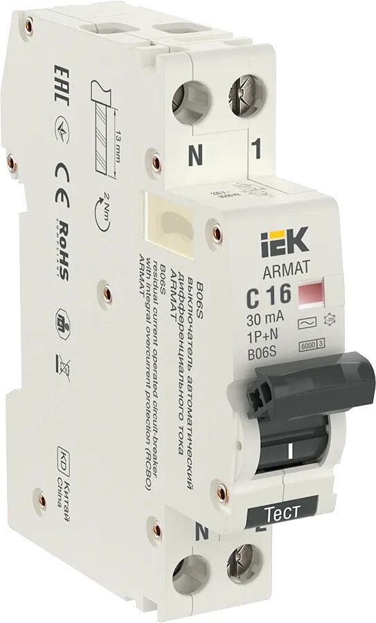 

Дифференциальный автомат IEK AR-B06S-1N-C16C030