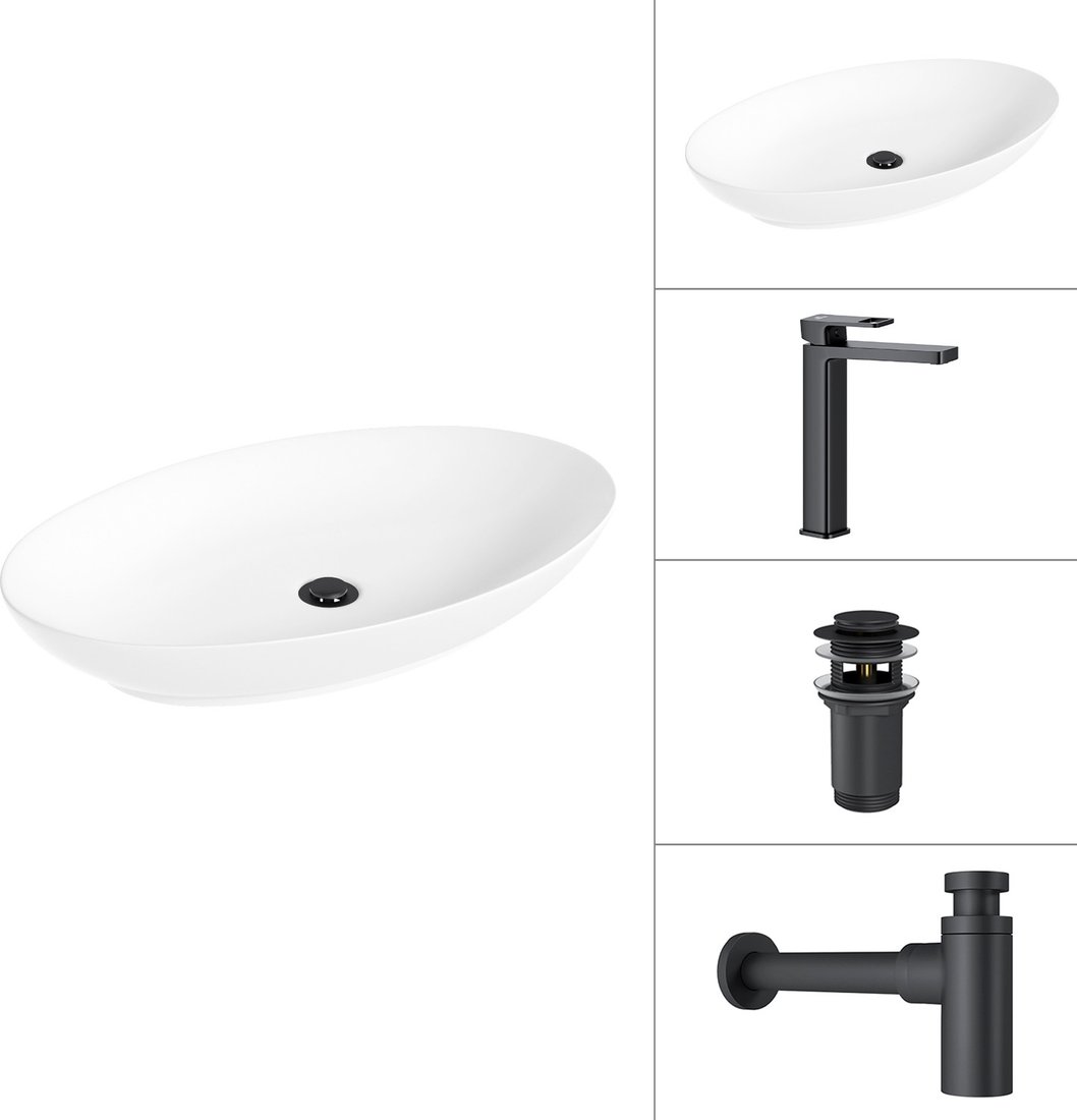 

Умывальник Lauter 21571 + Cascade 21СК0655BS + сифон 21635B + дон.клапан 21190B (черный матовый)