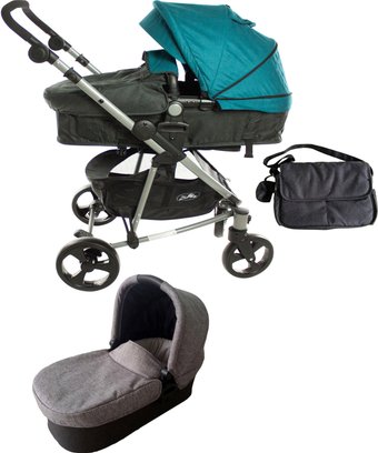 Универсальная коляска ForKiddy Siesta (2 в 1 + утепленный блок, бирюзовый)
