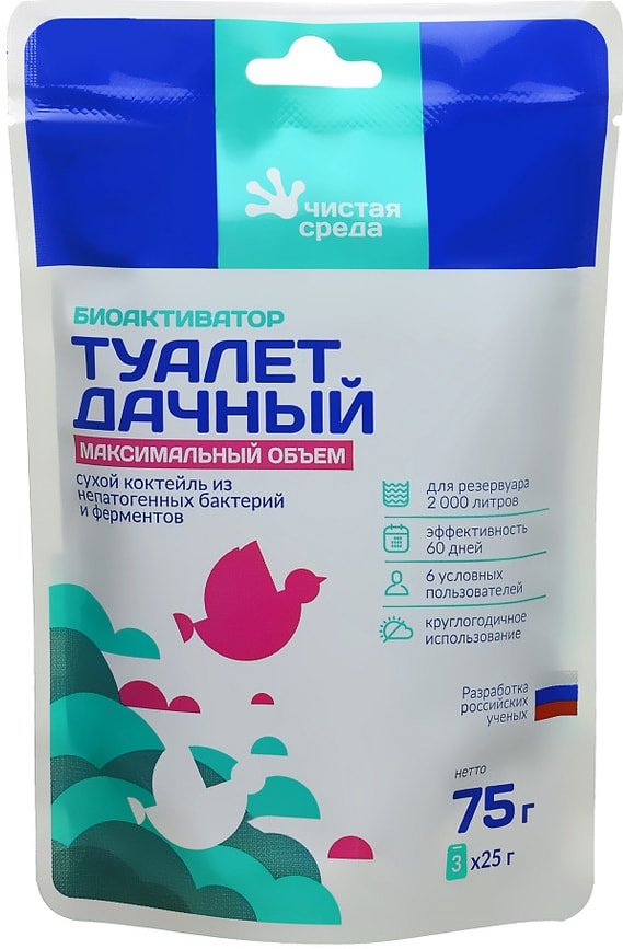 

Порошок для септиков Чистая среда Туалет дачный 75 г