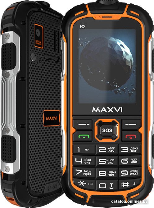Кнопочный телефон Maxvi R2 (оранжевый)