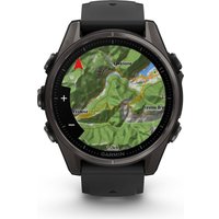 Умные часы Garmin Fenix 8 Sapphire 43мм (титановый угольно-черный DLC, пепельно-серый ремешок)