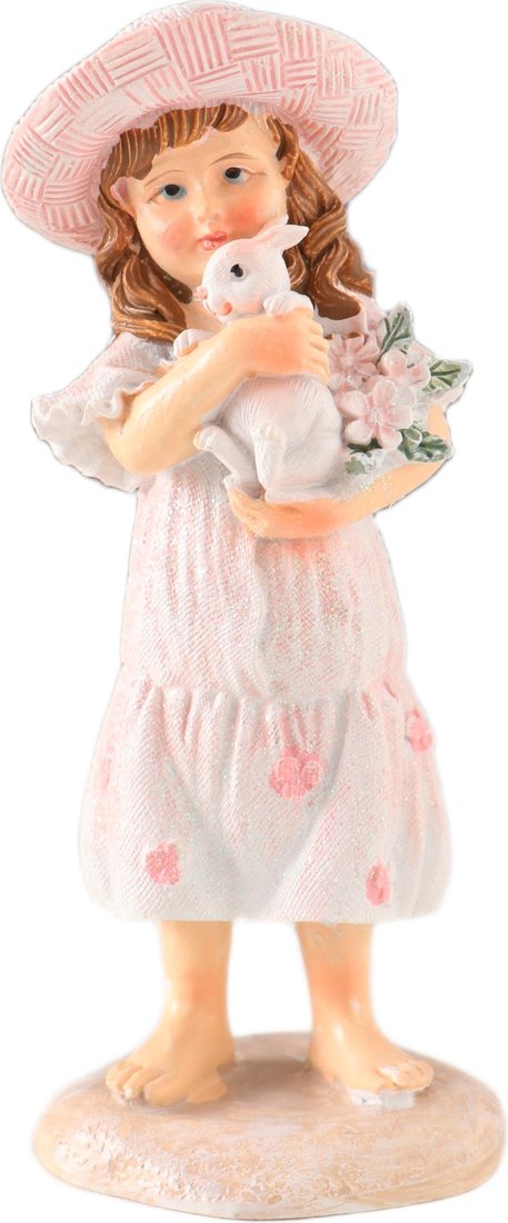 Статуэтка Sima-Land Девочка с кроликом и цветами, в шляпке 10583157