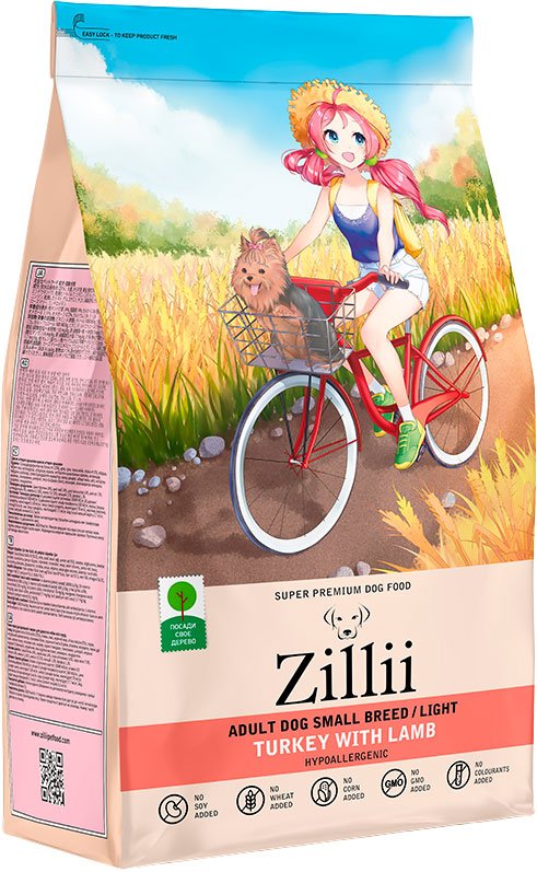 

Сухой корм для собак Zillii Adult Dog Small Breed Light индейка с ягненком 15 кг