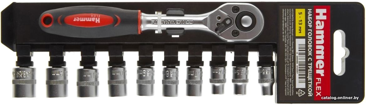Набор трещотка с головками Hammer 601-055 (11 предметов)