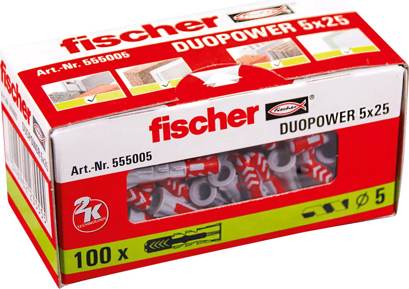 

Дюбель универсальный Fischer DuoPower 5 x 25 555005 (100 шт)