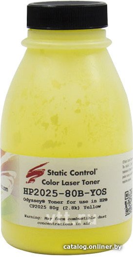 Тонер Static Control для HP CLJ CP2025 (Odyssey) (желтый) 80 г