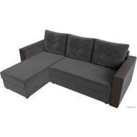 Угловой диван Лига диванов Валенсия Лайт левый (велюр, серый)