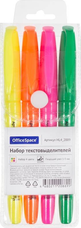 

Набор маркеров OfficeSpace HL4_2889 (4цв)