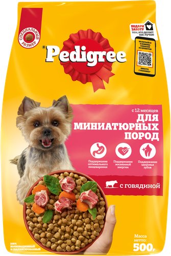 Сухой корм для собак Pedigree Для взрослых собак миниатюрных пород с говядиной 500 г